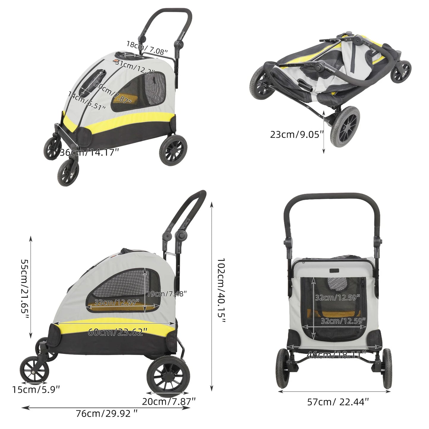 Dog Stroller – Ultra-Large 4-Wheel Foldable Pet Jogger Wagon for Travel & Outdoor Use (Up to 55kg)