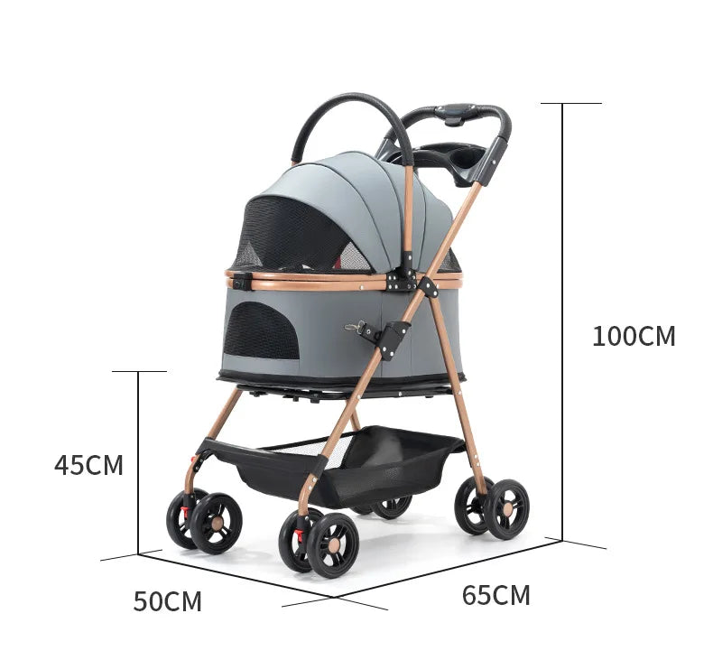 3-in-1 Folding Pet Stroller – Detachable Carrier & Travel Crate for Small & Medium Dogs, Cats (Up to 30 lbs)