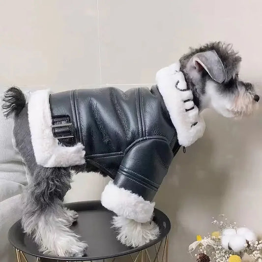 Thick Winter Fur Motorcycle Jacket for Small Dogs Cats Teddy Bomy