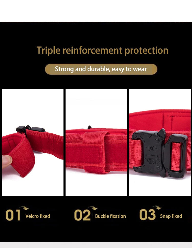 Durable Nylon Dog Collar & Leash Set – Reflective Tactical Training Collar with Padded Handle for Large Dogs