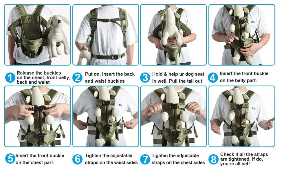 Pet Backpack Carrier – Breathable Front & Back Travel Bag for Small and Medium Dogs & Cats