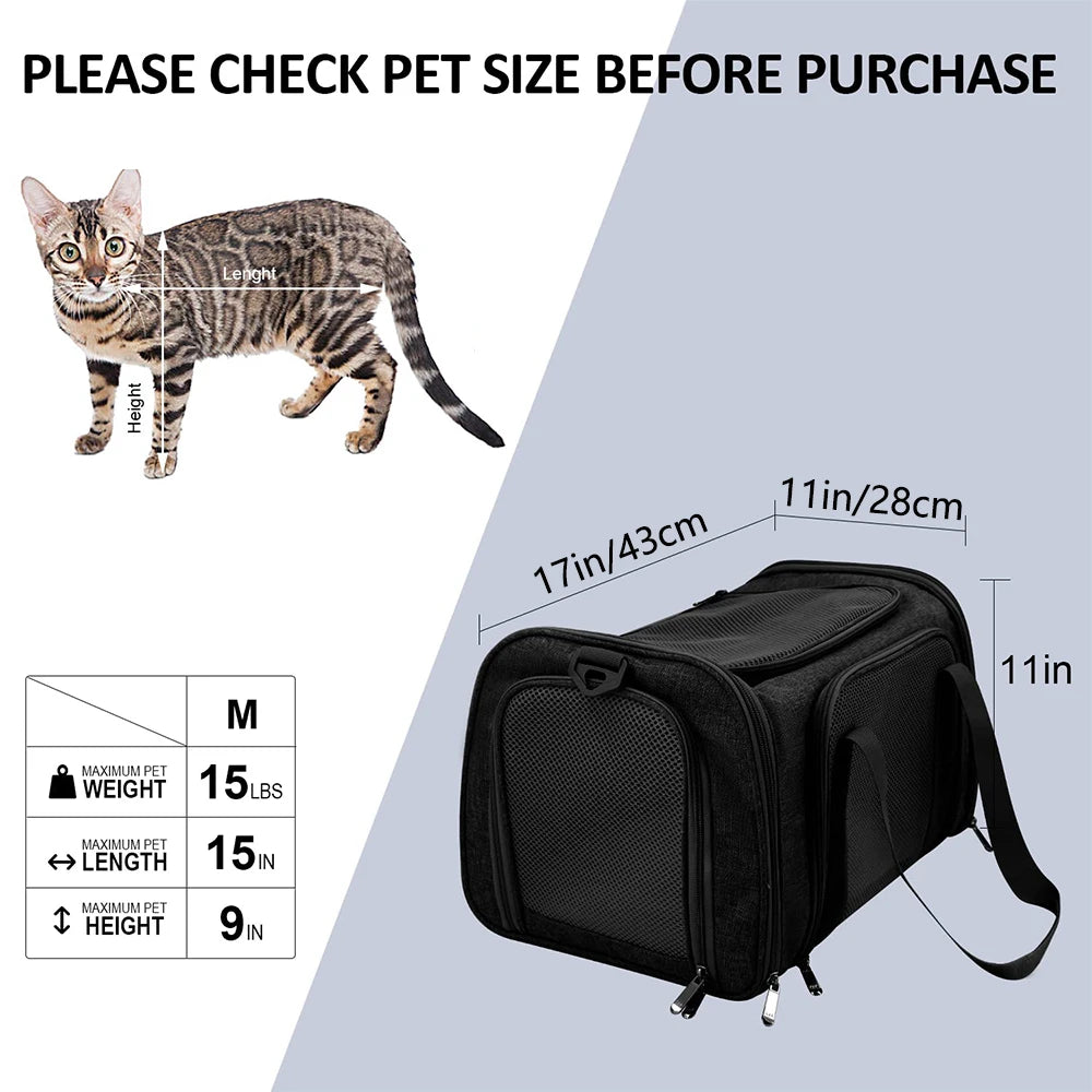 Airline Approved Dog & Cat Carrier Bag – Soft-Sided Waterproof Travel Backpack for Small Pets