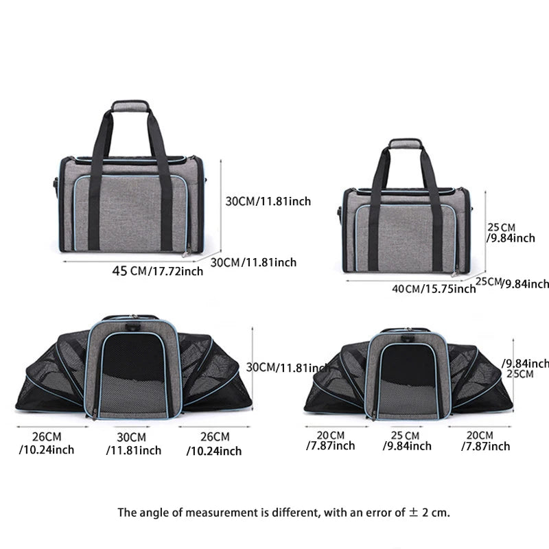 Foldable Expandable Pet Carrier Bag – Breathable Mesh Travel Bag for Cats & Small Dogs