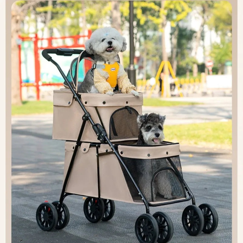 Double Pet Stroller – Foldable Dog & Cat Carrier for Small & Medium Pets (Up to 24 kg)