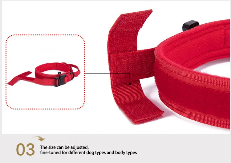 Durable Nylon Dog Collar & Leash Set – Reflective Tactical Training Collar with Padded Handle for Large Dogs