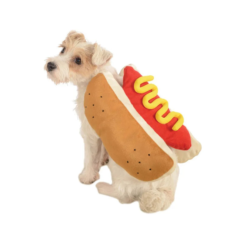 Funny Hot Dog Halloween Costume – Adjustable Outfit for Dogs & Cats