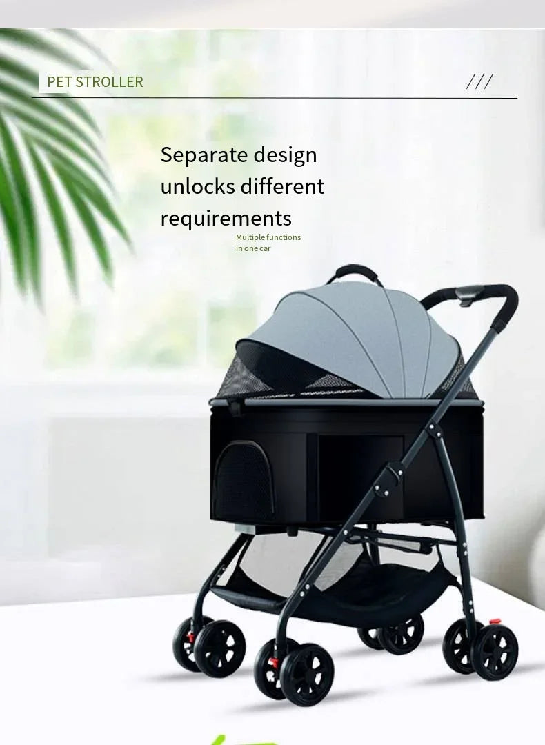 Pet Car Stroller – Lightweight Foldable Travel Stroller for Small & Medium Dogs & Cats