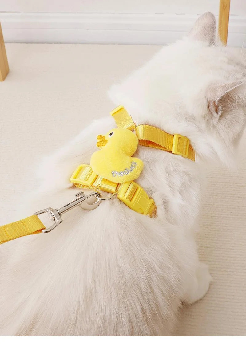 Cartoon Duck Pet Harness and Leash Set – Adjustable Puppy & Cat Vest for Small Dogs