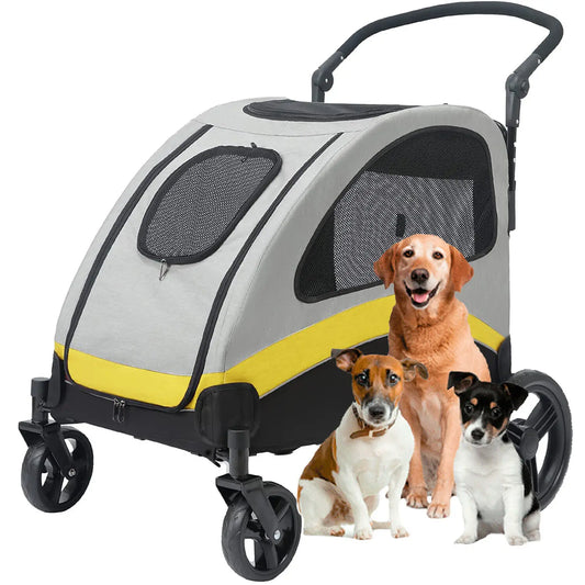Dog Stroller – Ultra-Large 4-Wheel Foldable Pet Jogger Wagon for Travel & Outdoor Use (Up to 55kg)