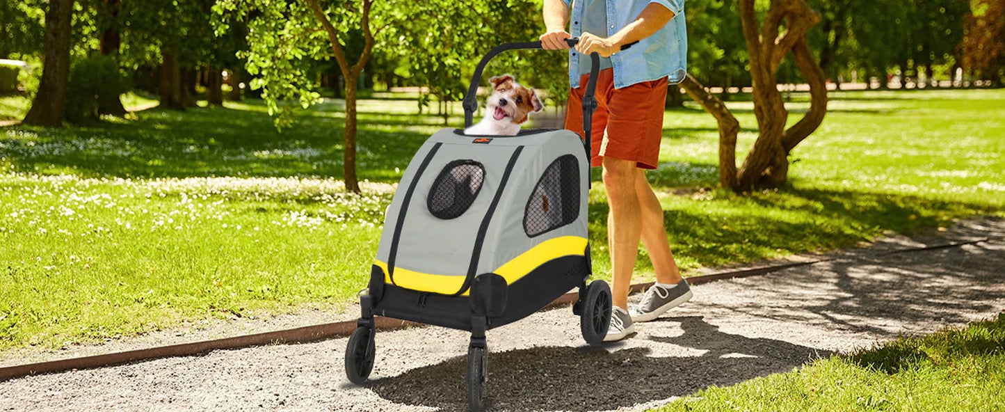 Premium 4-Wheel Dog Stroller – Foldable Pet Jogger Wagon for Small, Medium & Large Dogs