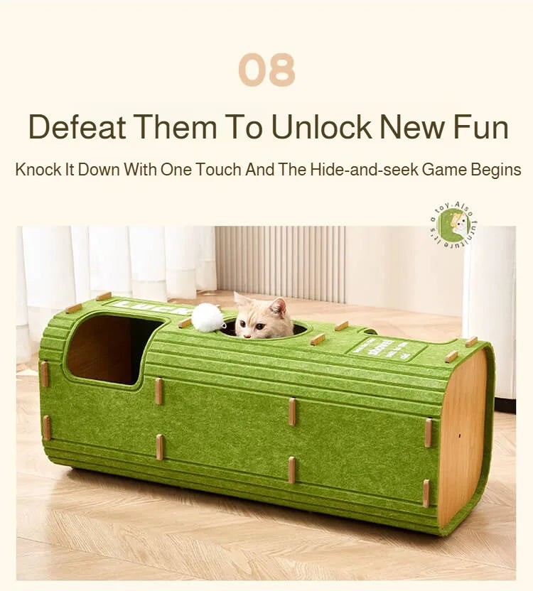 Eelhoe multi-layer indoor cat house with scratching board and enclosed nest
