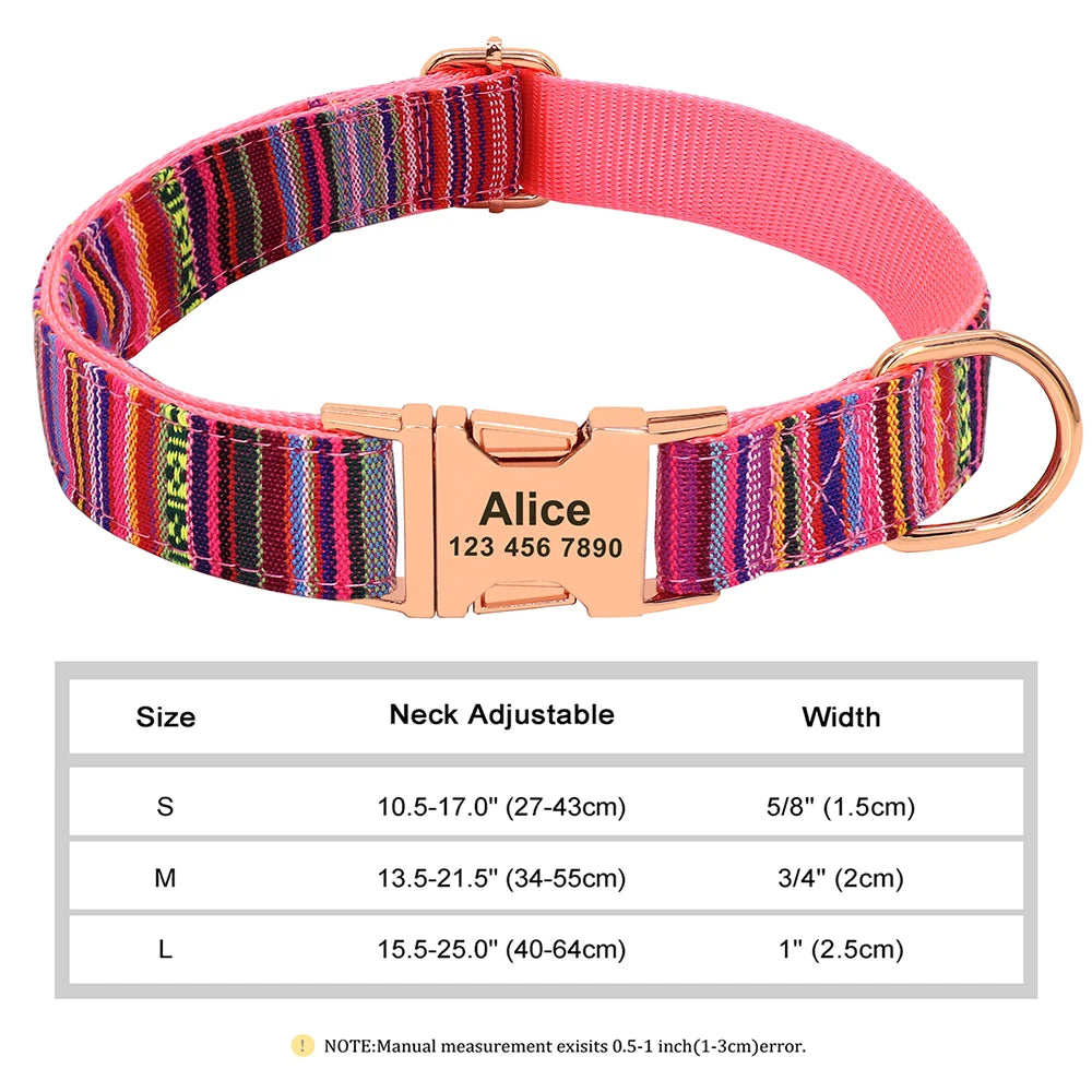 Personalized Nylon Dog Collar – Custom Engraved ID Tag for Small, Medium & Large Dogs, Durable Adjustable Anti-Lost Collar