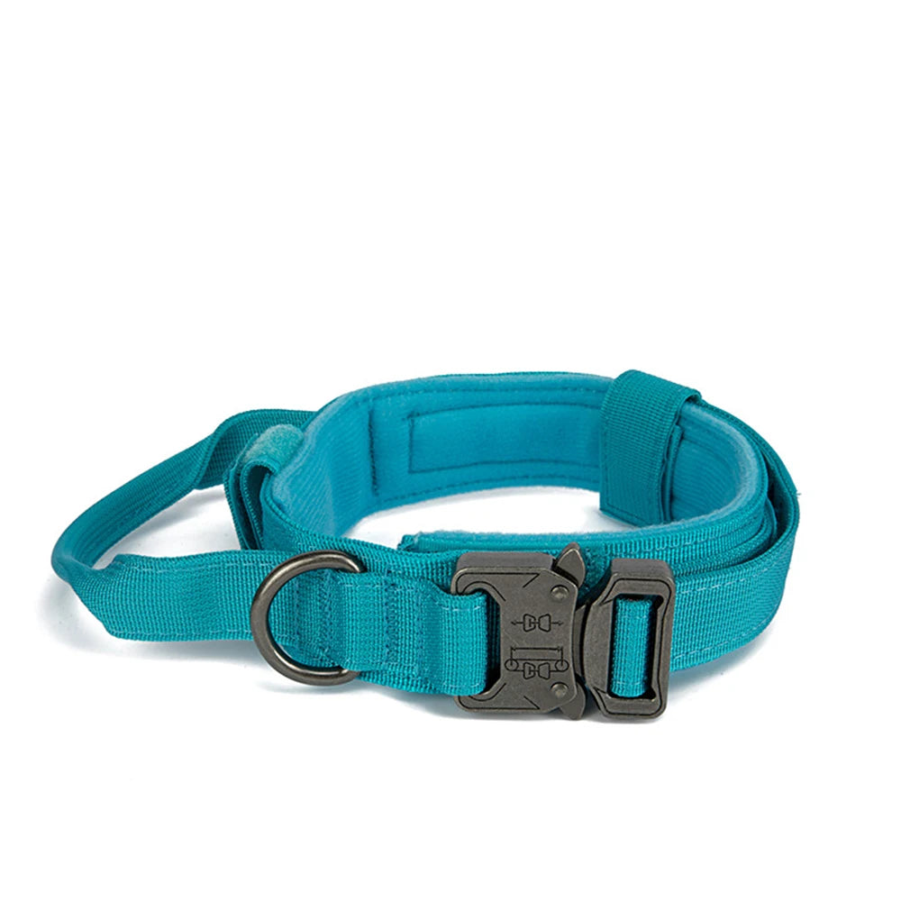 Durable Nylon Dog Collar & Leash Set – Reflective Tactical Training Collar with Padded Handle for Large Dogs