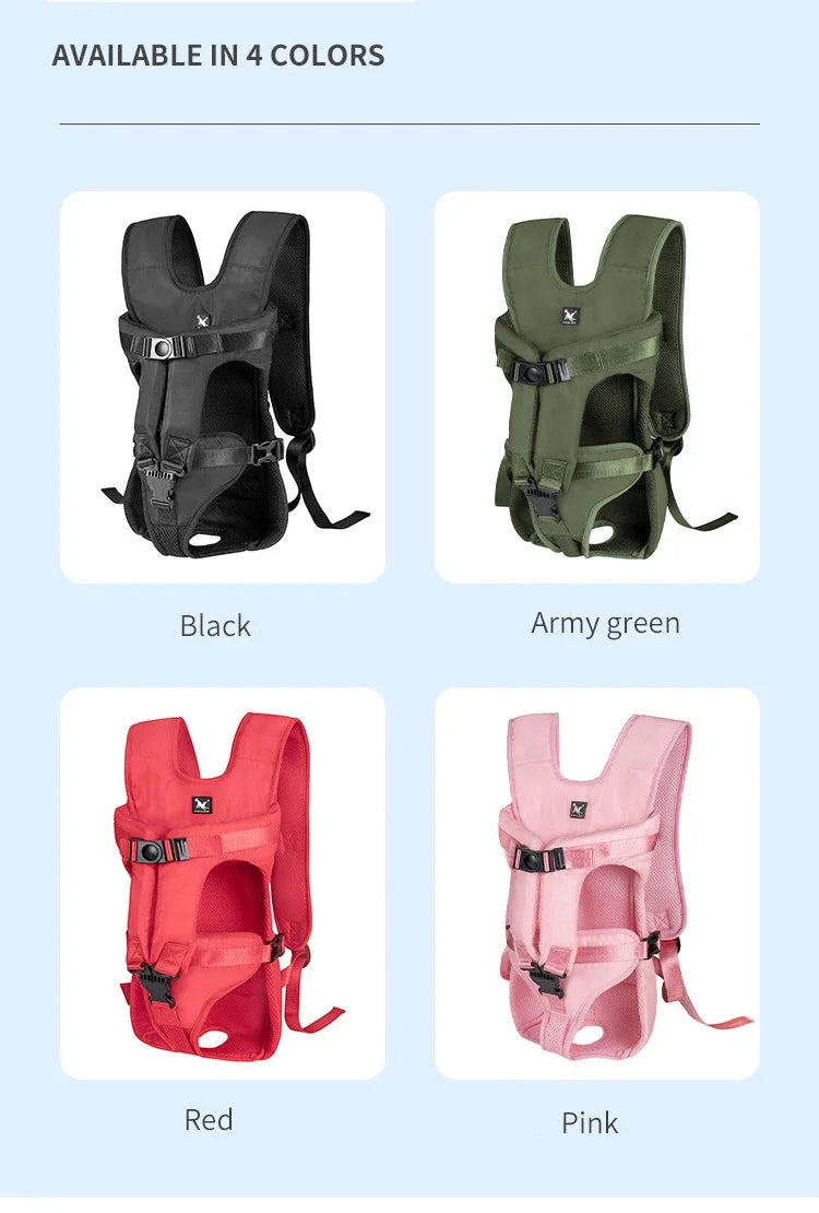 Pet Backpack Carrier – Breathable Front & Back Travel Bag for Small and Medium Dogs & Cats