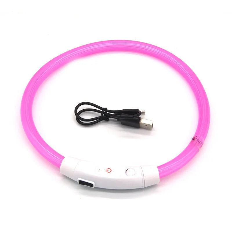 LED Pet Luminous Collar – USB Rechargeable Light-Up Collar for Dogs & Cats, Anti-Lost Night Safety Accessory