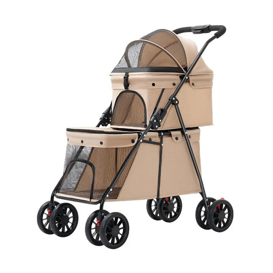Double Pet Stroller – Foldable Dog & Cat Carrier for Small & Medium Pets (Up to 24 kg)