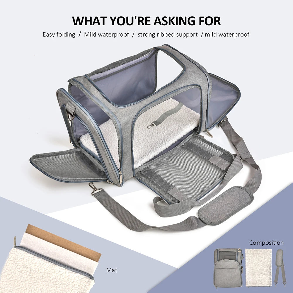 Airline Approved Dog & Cat Carrier Bag – Soft-Sided Waterproof Travel Backpack for Small Pets
