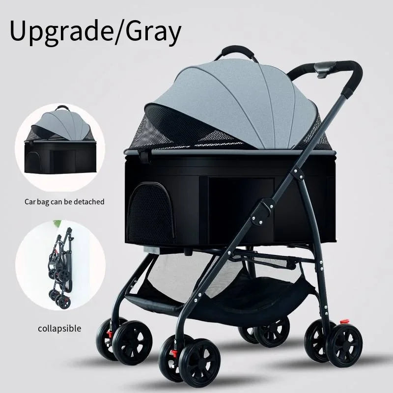 Pet Car Stroller – Lightweight Foldable Travel Stroller for Small & Medium Dogs & Cats