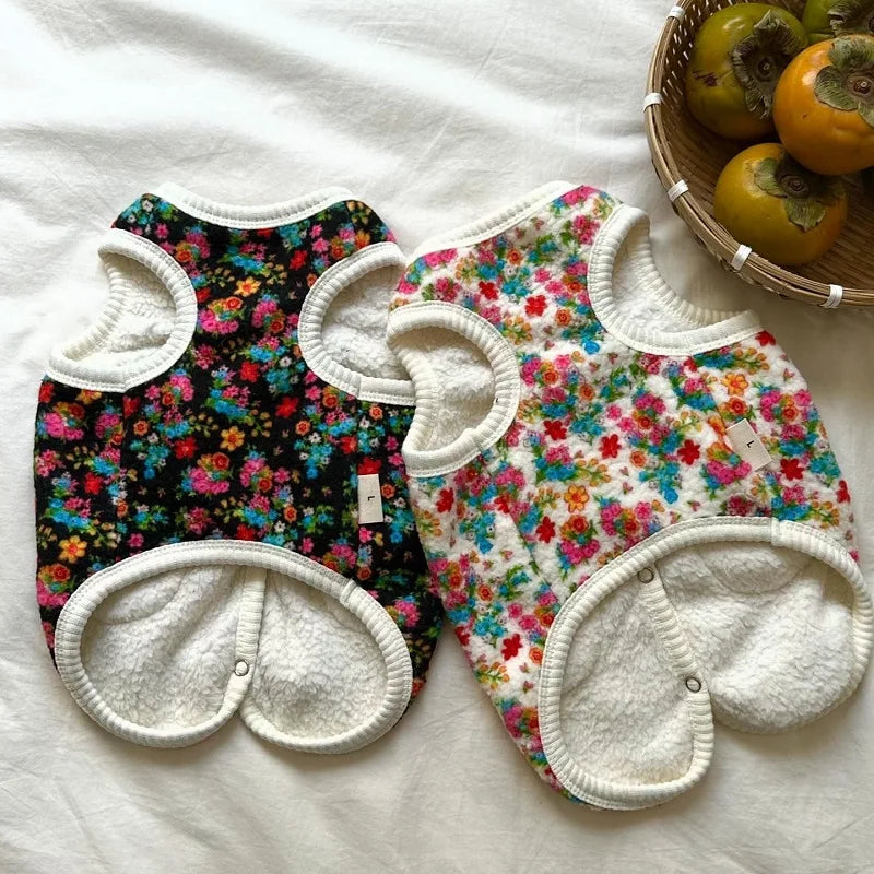 Autumn Winter Dog Coat – Warm Flower Jacket for Small Dogs