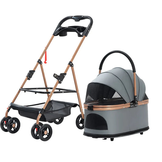 3-in-1 Folding Pet Stroller – Detachable Carrier & Travel Crate for Small & Medium Dogs, Cats (Up to 30 lbs)