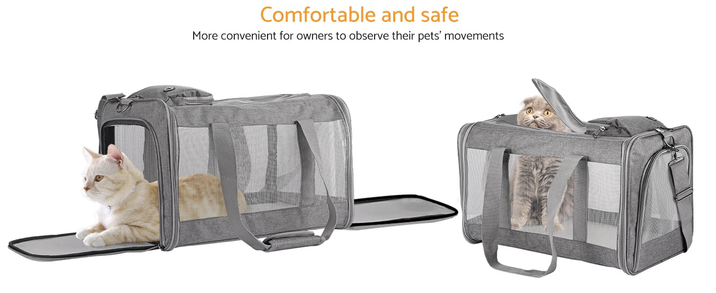Airline Approved Pet Carrier – Soft Travel Bag for Cats & Dogs with Breathable Honeycomb Design and Removable Support Board