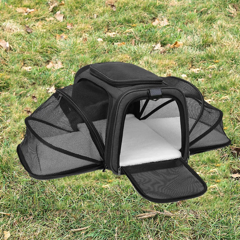 Foldable Expandable Pet Carrier Bag – Breathable Mesh Travel Bag for Cats & Small Dogs