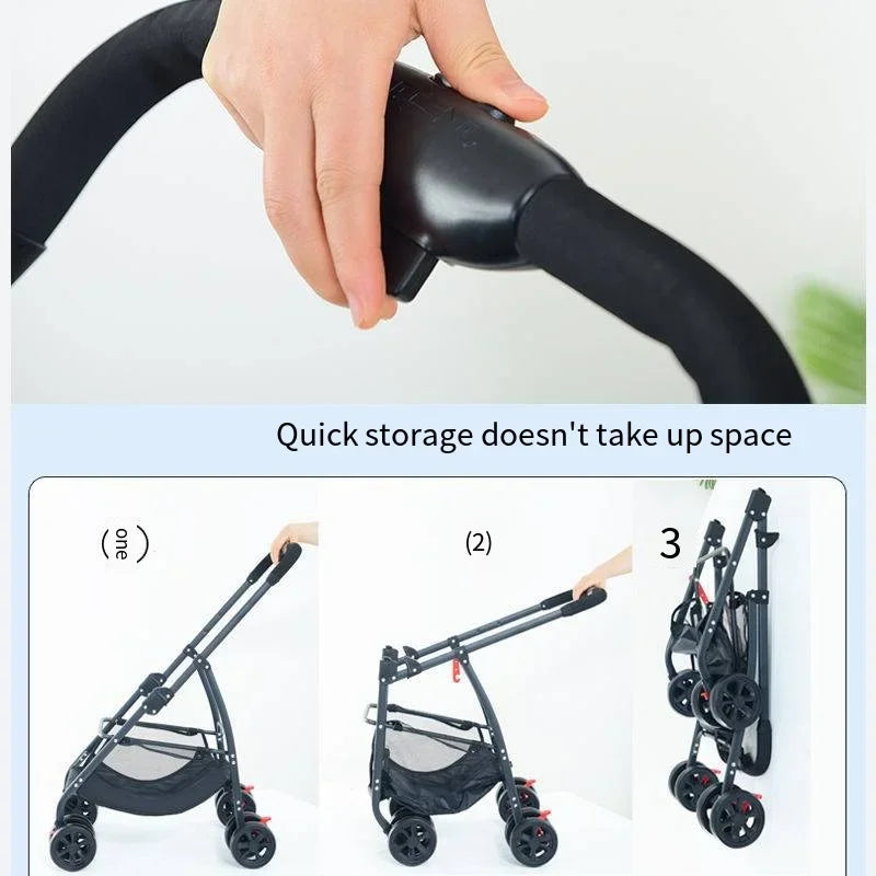 Pet Car Stroller – Lightweight Foldable Travel Stroller for Small & Medium Dogs & Cats