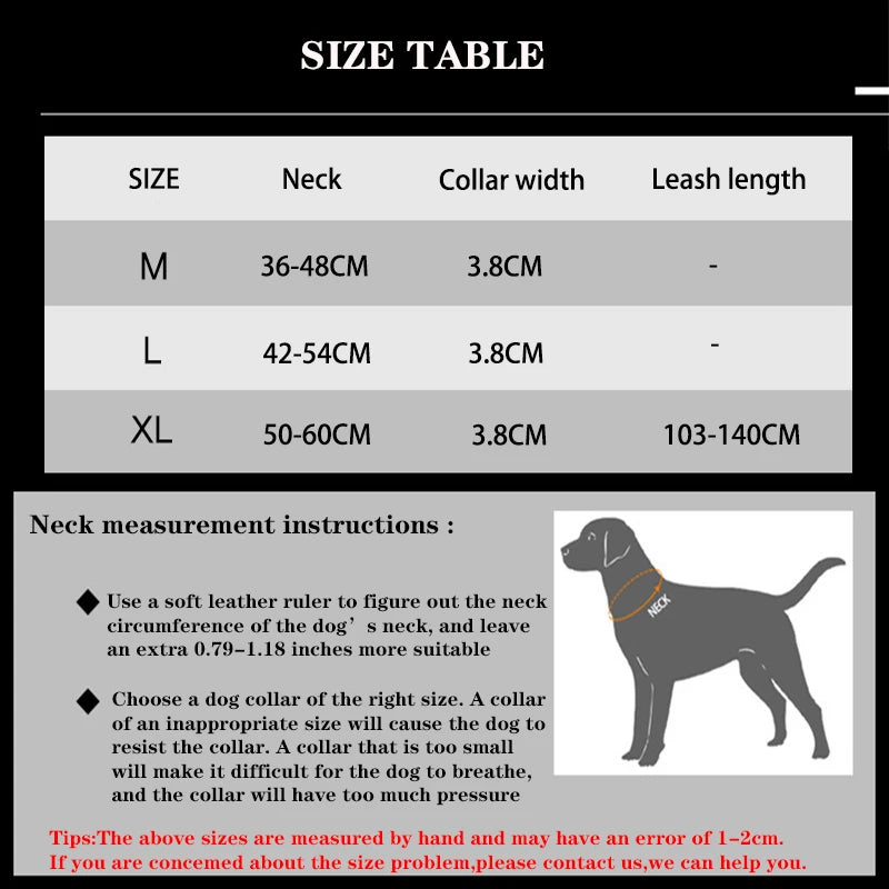 Durable Nylon Dog Collar & Leash Set – Reflective Tactical Training Collar with Padded Handle for Large Dogs