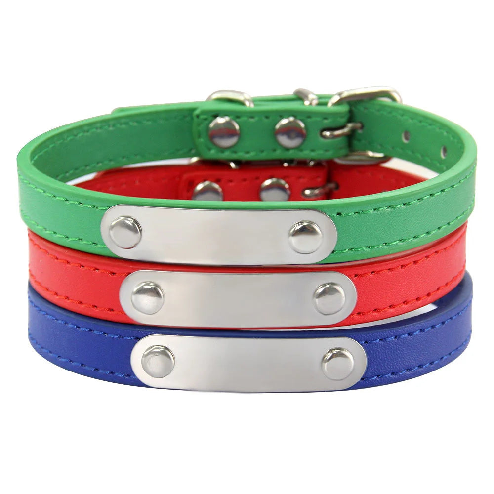 Personalized PU Leather Dog Collar – Custom Engraved ID Anti-Lost Collar for Small, Medium & Large Dogs and Cats (Pink)