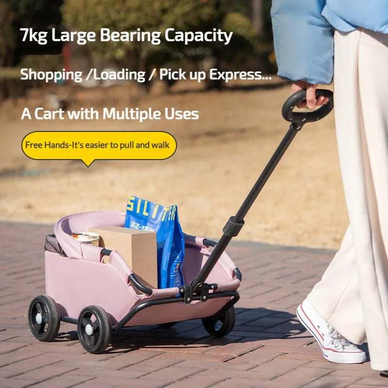 Portable 4-Wheel Pet Stroller – Breathable Travel Carrier for Small & Medium Dogs & Cats