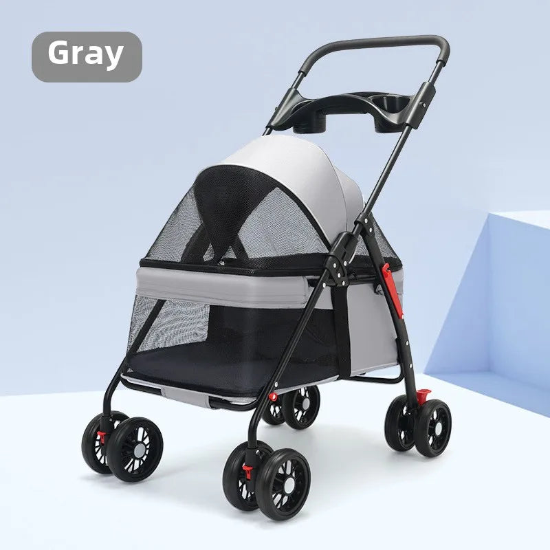 Lightweight Foldable Pet Stroller – Portable Dog & Cat Carrier for Outdoor Travel
