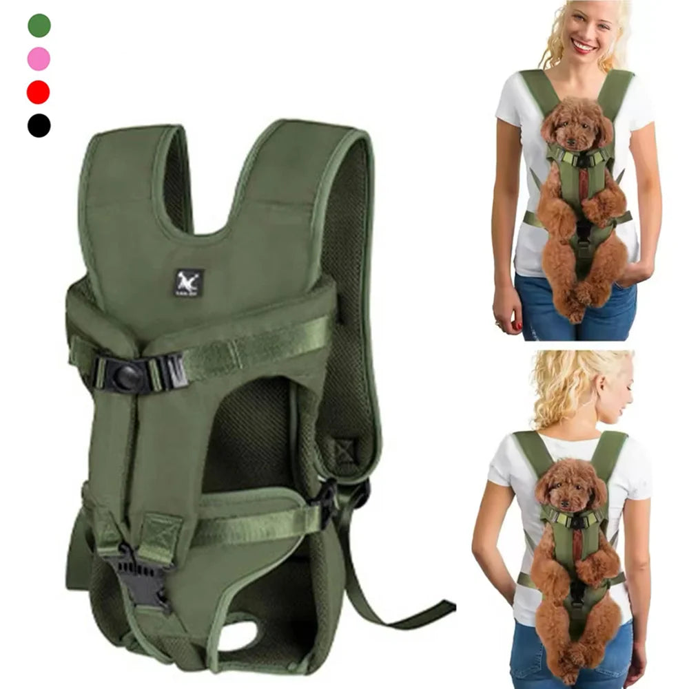 Pet Backpack Carrier – Breathable Front & Back Travel Bag for Small and Medium Dogs & Cats