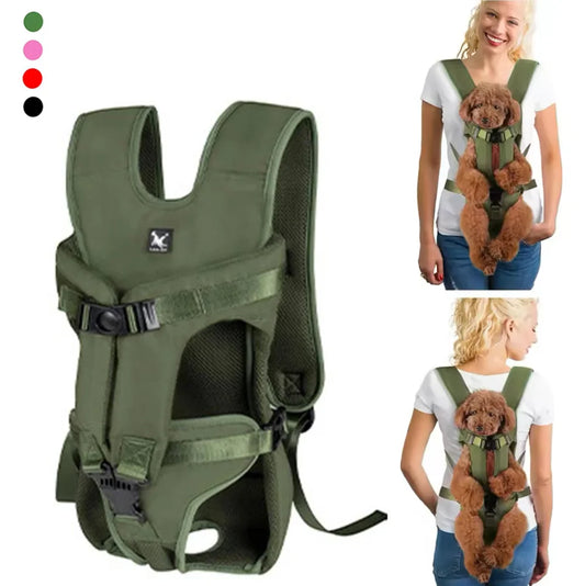 Pet Backpack Carrier – Breathable Front & Back Travel Bag for Small and Medium Dogs & Cats