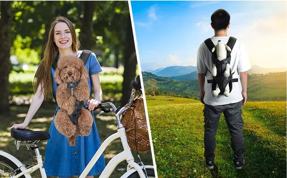 Pet Backpack Carrier – Breathable Front & Back Travel Bag for Small and Medium Dogs & Cats