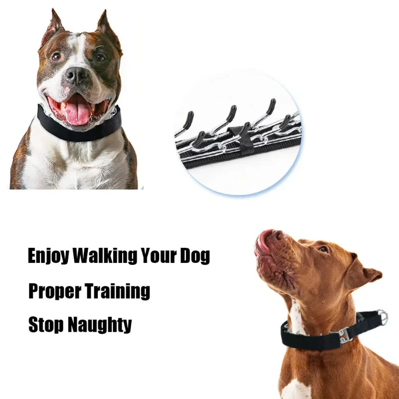 Dog Training Prong Collar with Quick Release Buckle & Protective Nylon Cover – Adjustable Metal Pinch Collar for Small, Medium & Large Dogs