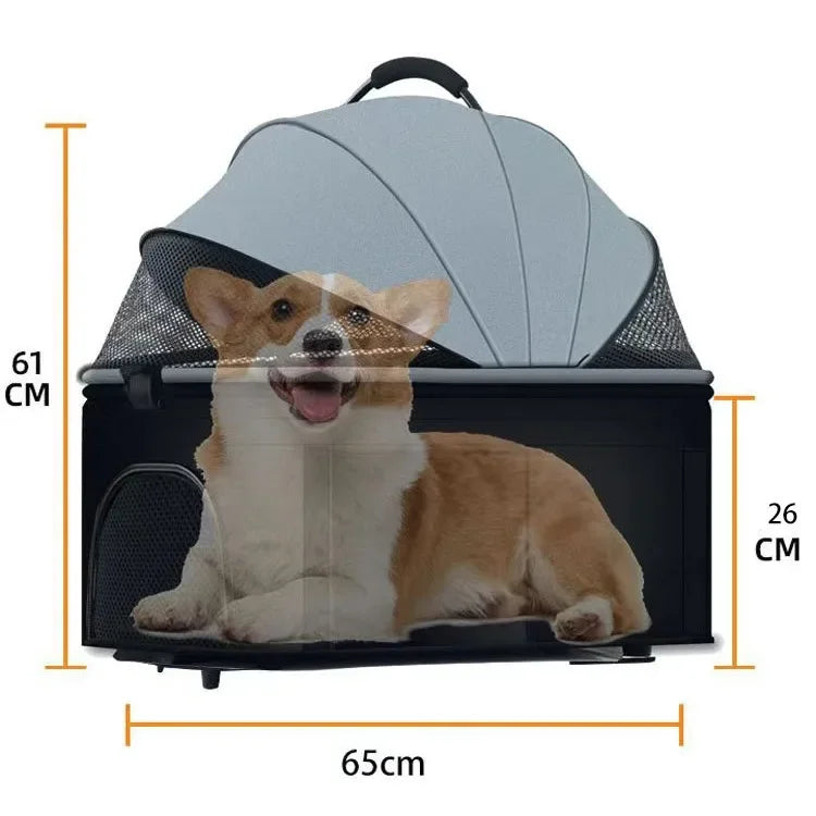 Pet Car Stroller – Lightweight Foldable Travel Stroller for Small & Medium Dogs & Cats