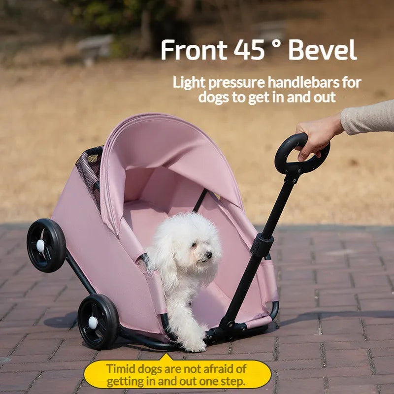 Portable 4-Wheel Pet Stroller – Breathable Travel Carrier for Small & Medium Dogs & Cats