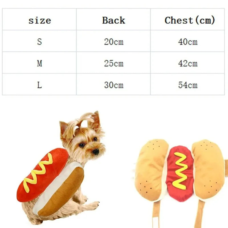 Funny Hot Dog Halloween Costume – Adjustable Outfit for Dogs & Cats