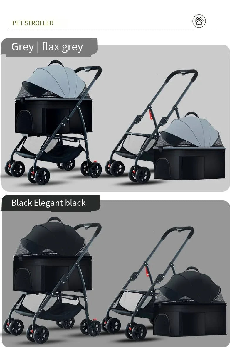 Pet Car Stroller – Lightweight Foldable Travel Stroller for Small & Medium Dogs & Cats