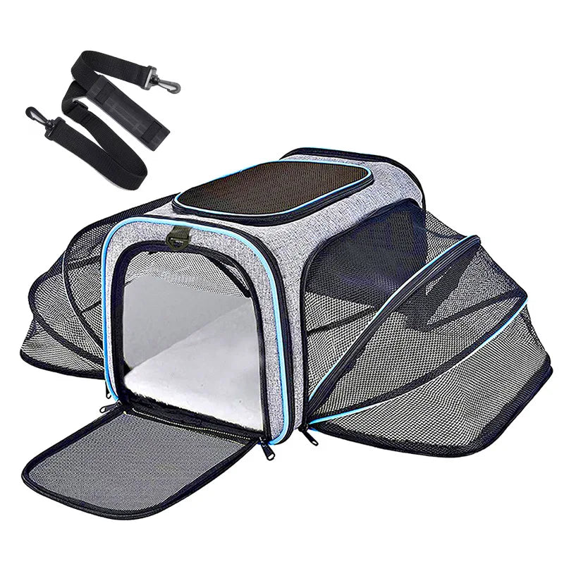 Foldable Expandable Pet Carrier Bag – Breathable Mesh Travel Bag for Cats & Small Dogs