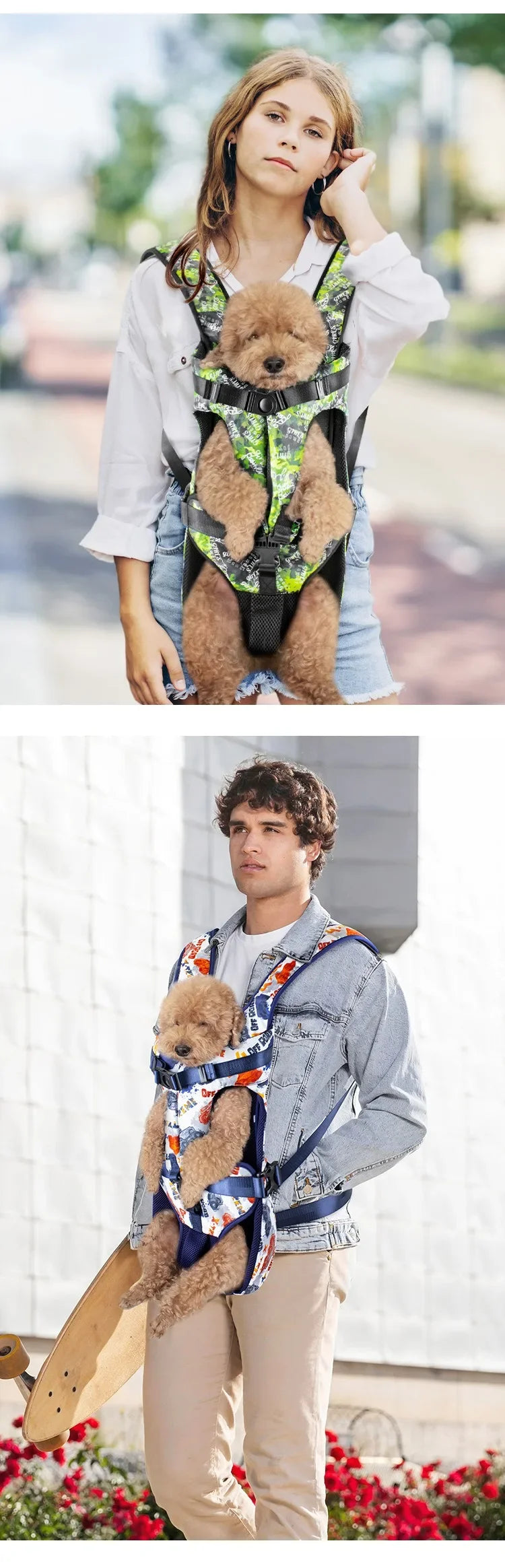 Pet Backpack Carrier – Breathable Front & Back Travel Bag for Small and Medium Dogs & Cats