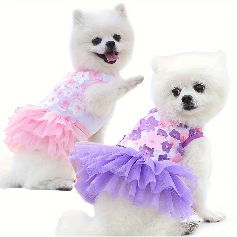 Floral Dog Dress – Soft Princess Outfit for Small & Medium Breeds