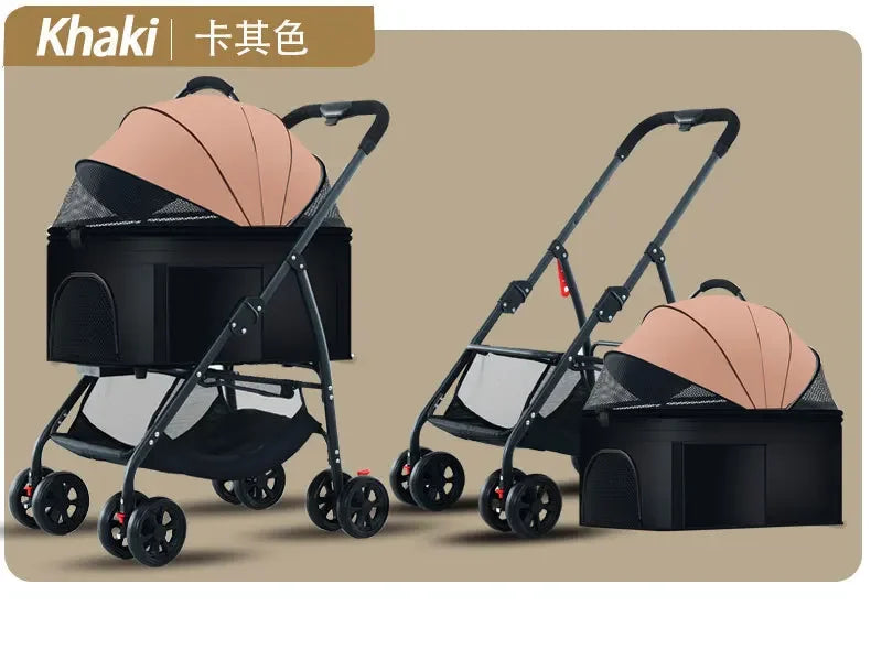 Pet Car Stroller – Lightweight Foldable Travel Stroller for Small & Medium Dogs & Cats