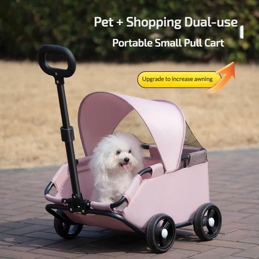 Portable 4-Wheel Pet Stroller – Breathable Travel Carrier for Small & Medium Dogs & Cats