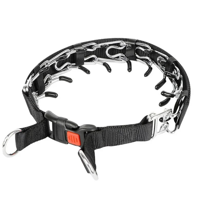 Dog Training Prong Collar with Quick Release Buckle & Protective Nylon Cover – Adjustable Metal Pinch Collar for Small, Medium & Large Dogs