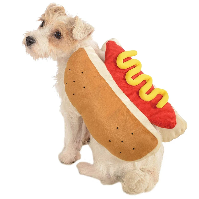 Funny Hot Dog Halloween Costume – Adjustable Outfit for Dogs & Cats