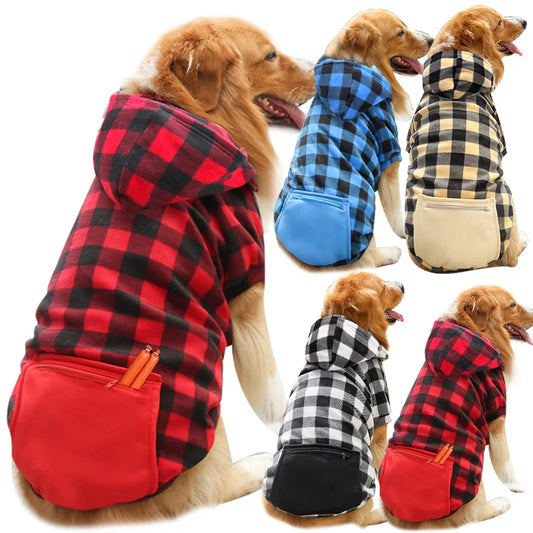Plaid Reversible Dog Winter Coat – Warm Jacket for Small & Large Breeds