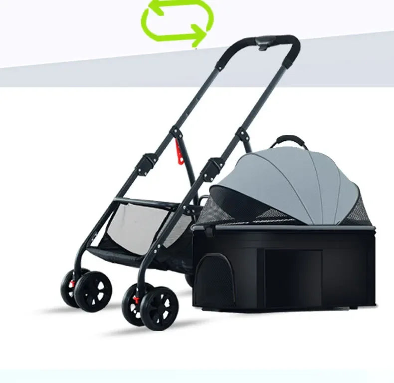 Pet Car Stroller – Lightweight Foldable Travel Stroller for Small & Medium Dogs & Cats