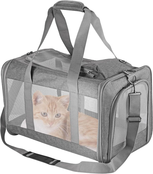 Airline Approved Pet Carrier – Soft Travel Bag for Cats & Dogs with Breathable Honeycomb Design and Removable Support Board