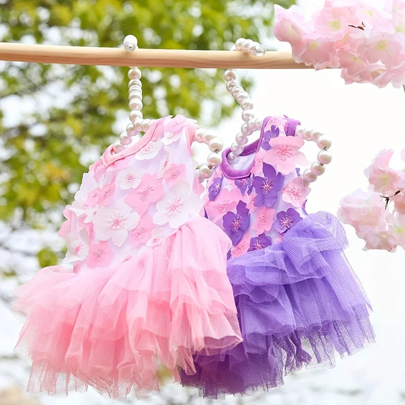 Floral Dog Dress – Soft Princess Outfit for Small & Medium Breeds